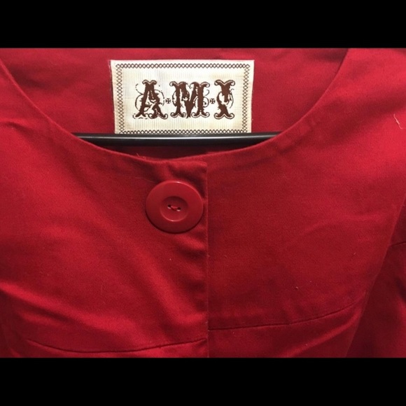 Ladies Red Short Jacket Top With Matching Belt - Picture 2 of 4